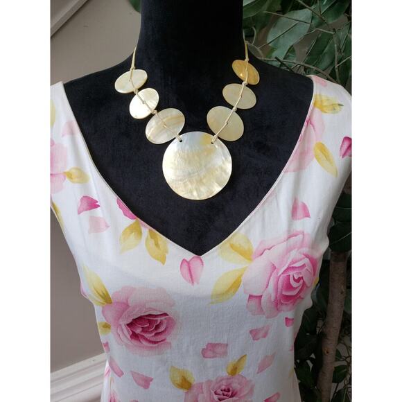 R&K Flared Dress Womens Size 18 White Floral Zip Back Pleated Skirt Heart Neck - Picture 5 of 11